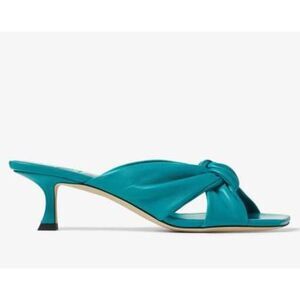 Jimmy Choo Avenue 50 Leather Mules Slide Sandals Malibu Green 41